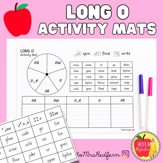 Long O Phonics Activity Mats | Spin, Find & Write Mat (oa, ow, o_e, o, oe)
