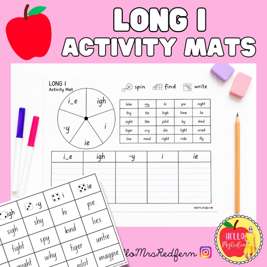 Long I Phonics Activity Mats | Spin, Find & Write Mat (i_e, igh, -y, i, ie)