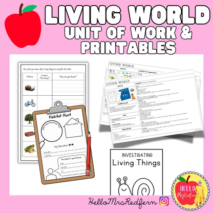 Living World Unit | Science Lessons & Student Workbook | Grades K-2