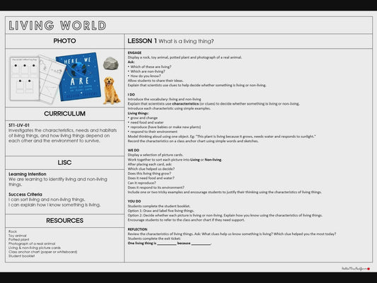 Living World Unit | Science Lessons & Student Workbook | Grades K-2